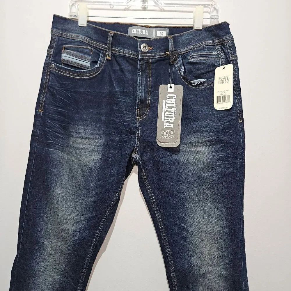 Cultura Premium Men's Skinny Fit Natural Flex Comfort Stretch Jeans Size 36 x 32 - Picture 3 of 8